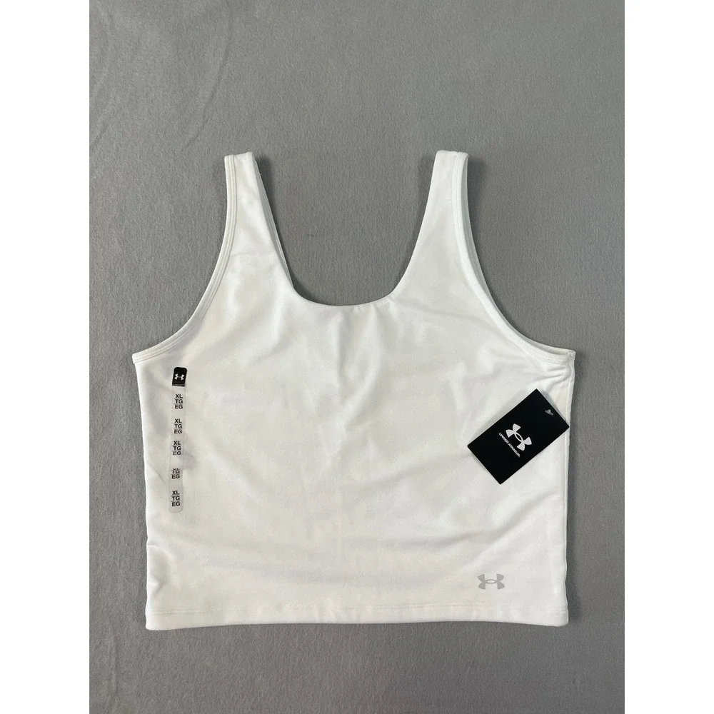 NWT Under Armour Fitted Motion Crop Tank Top White Womens‎ Athletic Sz XL